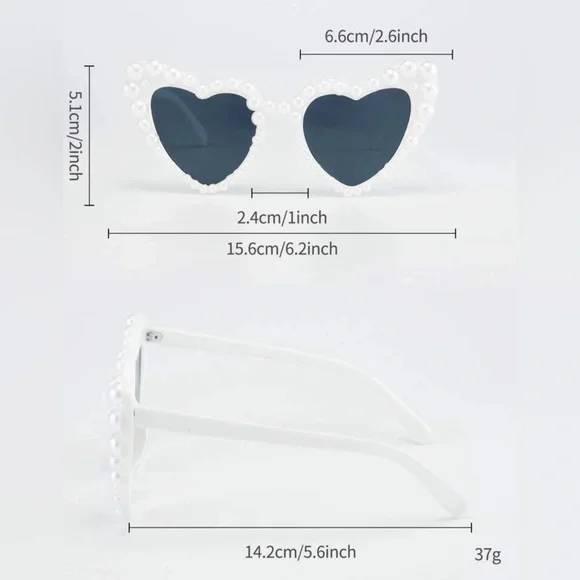 💕White Heart Shaped Pearl Sunglasses - Picture 5 of 5